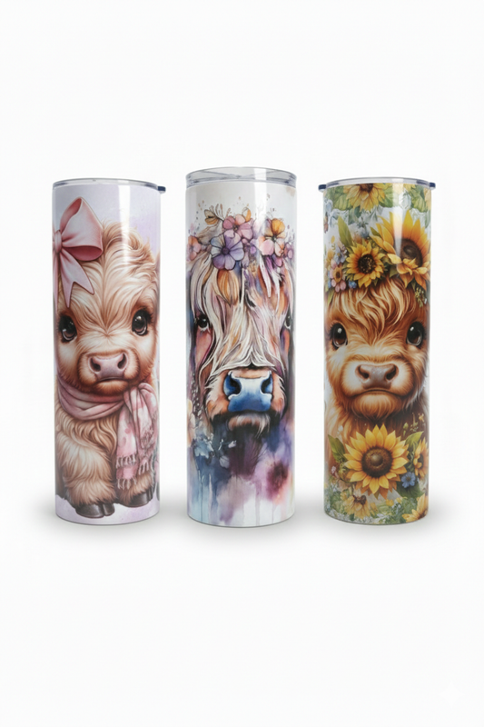 20oz Skinny Tumblers Highland Cow